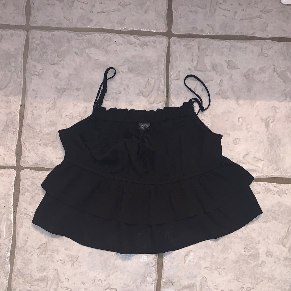 Wild Fable Black Ruffled Tank Top